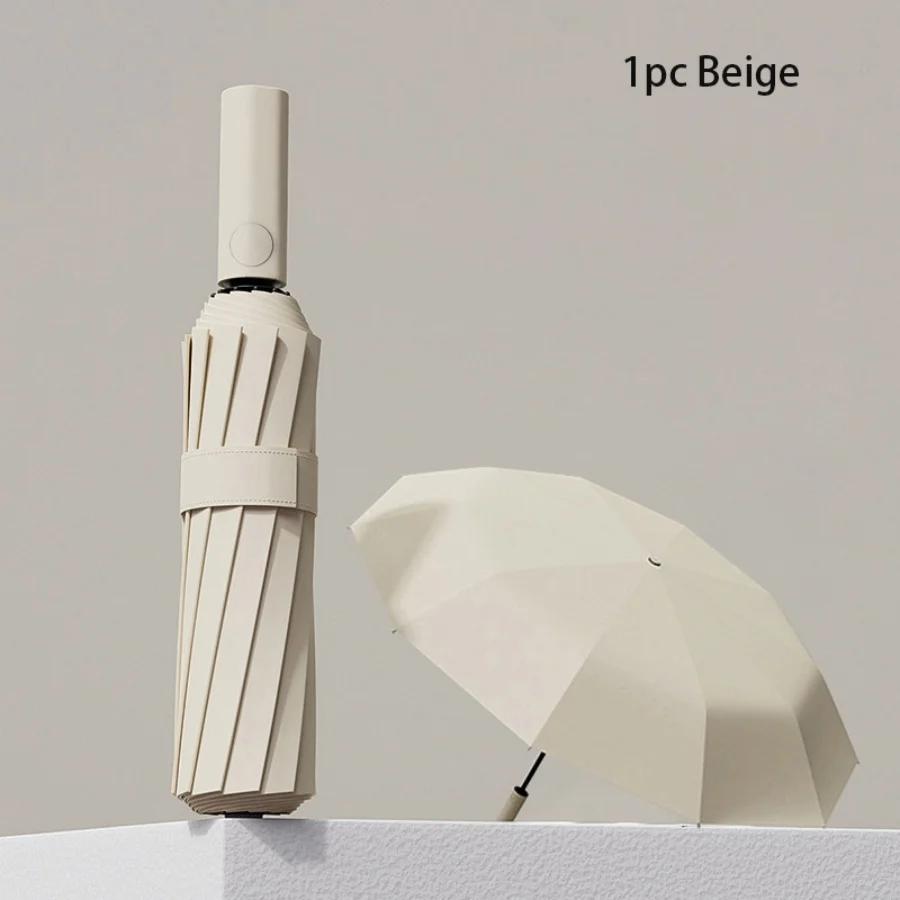 

Большой ветрозащитный зонт 60 спиц усиленный автоматический складной с защитой от УФ-лучей противоштормовой высококачественный дорожный солнцезащитный IRON&24K бежевый