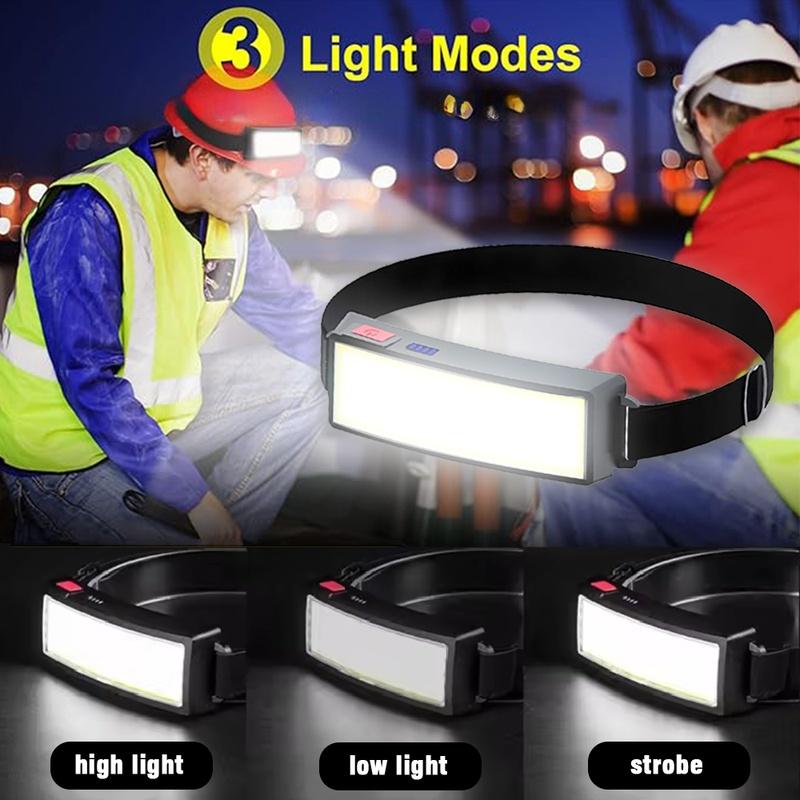 Powerful COB LED Headlamp Type-c Rechargeable Head Flashlight Built-in Battery Outdoor Fishing Camping Lantern Waterproof Torch