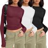 European and American Women's Casual Slim Fit Long Sleeve Pullover T-shirt Streetwear Set
