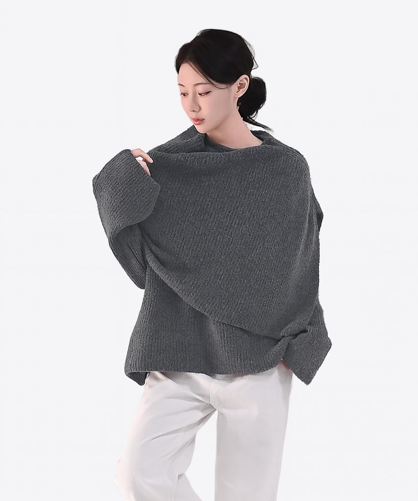 Keulleiseu Seri Loose Fit Cape Layered T-Shirt 2-Piece Set_Ivory
