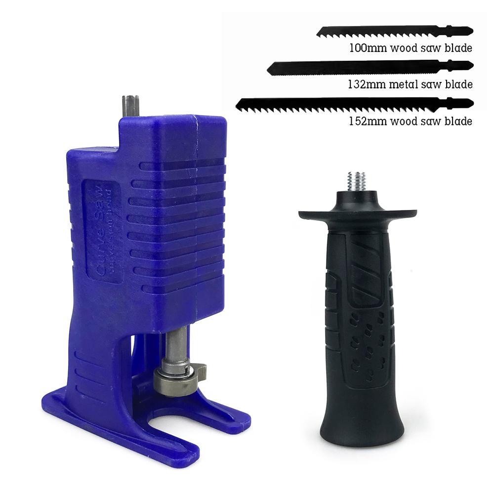 

Электрическая дрель, модифицированная для электрических пил Адаптер для возвратно-поступательной пилы Аксессуары для электрических пил Дрель для лобзиков Инструменты для резки дерева синий