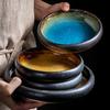 1Pcs Creative Kiln Ice Split Glaze Ceramic Plate Japanese Sushi Sashimi Plate Dish Salad Plate