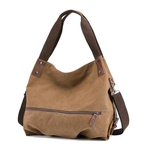 Fashiable and Trendy Portable Crossbody Bag Canvas Color Ctrast Casual Women's Large Capacity Tote Bag