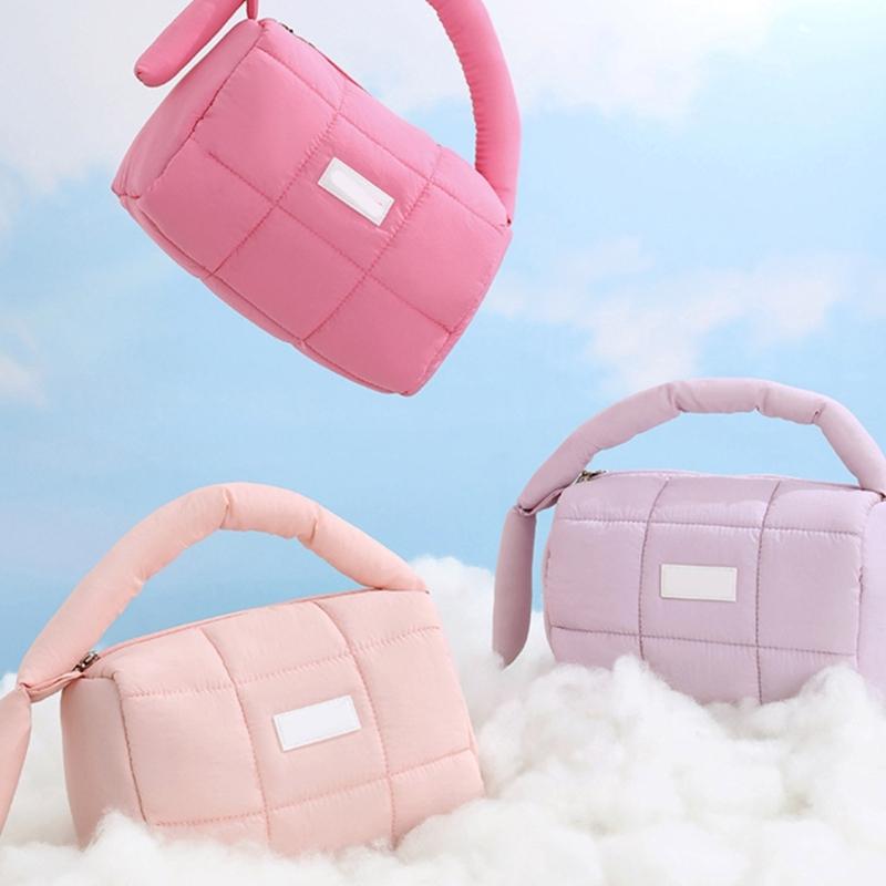Candy Colored Nylon Cosmetic Case Spacious Storage Bag Travel Toiletry Pouch With Zippers Closure For Ladies Teens