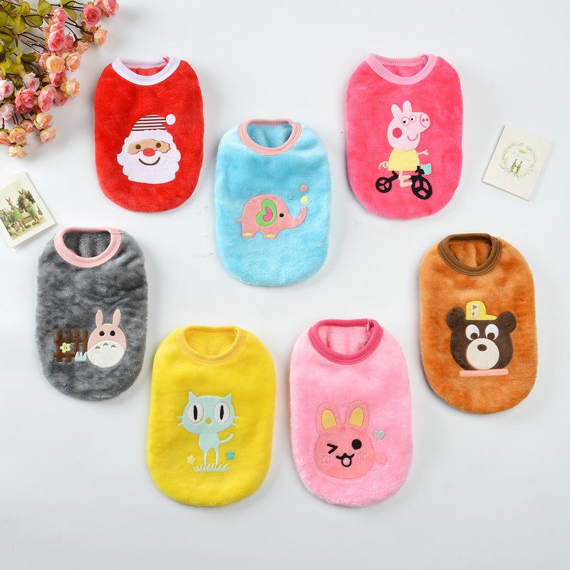 Fleece Pet Vest Small Puppy Cats Clothing Warm Lightweight Wear Cartoon Dog Clothes Chest Size Adjustable Comfort Fit