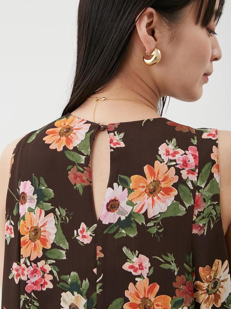 Flower Print Hem Layered Dress 09WFO254114 BRW 0