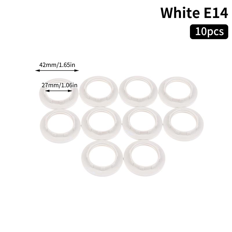 

10Pcs E14 E27 Threaded Lamp Socket Rings Pack Black White E12 E26 Lock Lamp Shade Rings For Standard Base Lamp Holder E14