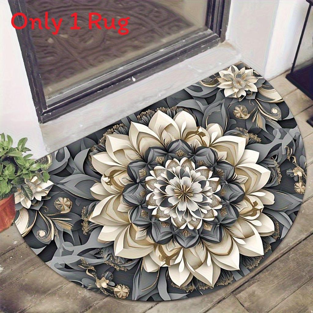 Modern Geometric Semicircular Area Rug With Water Wash For Bathroom And Entrance