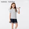 Balabala Girls' Short Sleeved T-shirt 2026 New Children's Summer Outfit, Medium and Large Children's Polo Shirt, Sweet Top