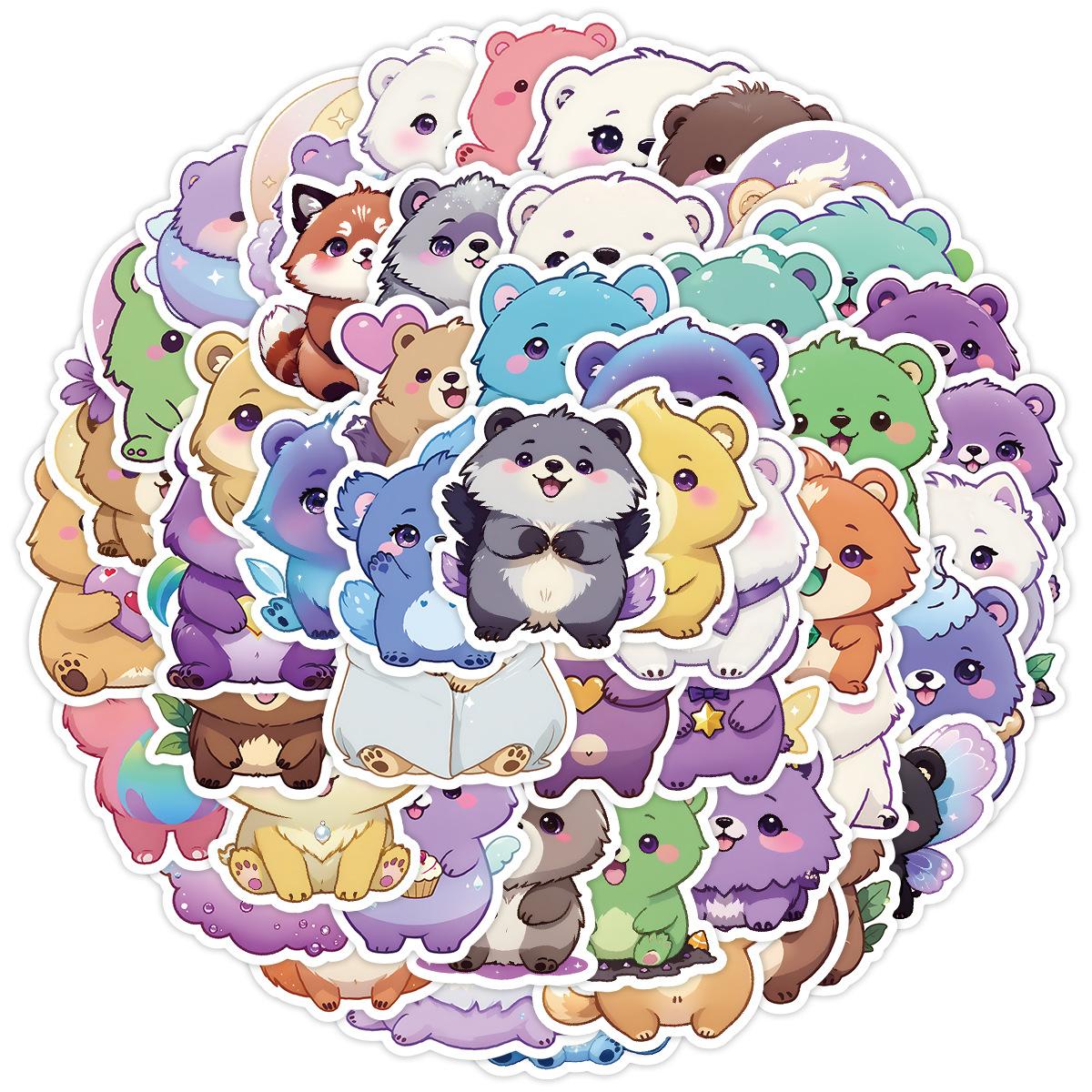 

50 Pieces of Cute Bear Graffiti Stickers, Adorable Stationery Stickers, Perfect for Decorating Mobile Phones, Skateboards, and Computers, Waterproof