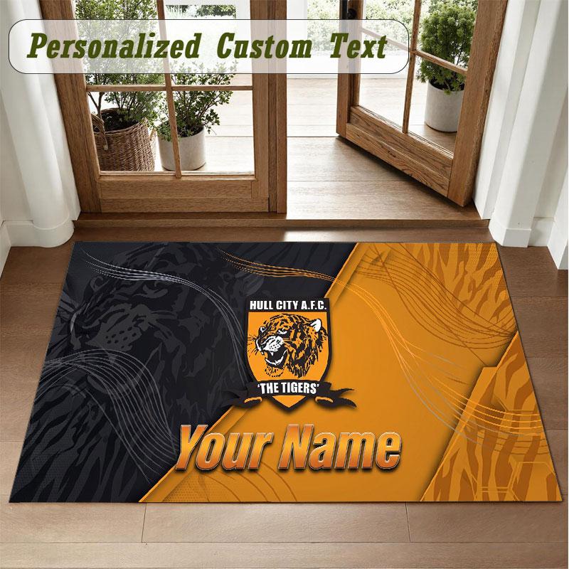 Crystal Velvet Square Rug Custom NameHull FC Pattern Non Slip Home Floor Decor Rug