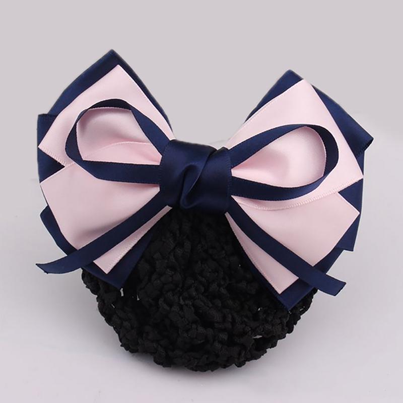 Buy Ladies Fabric Bow Hair Net Bun Snood Ribbon Hairs Cover Barrette