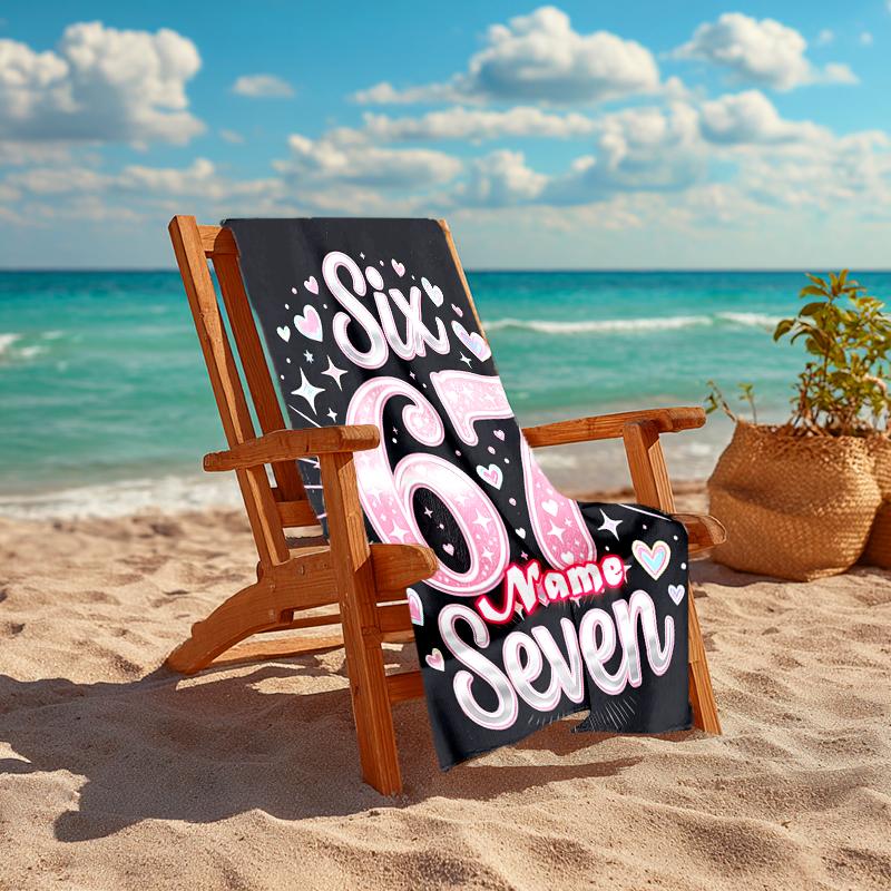 1PC Custom Name "Sixty-Seven Celebration" Beach Towel Highly Absorbent And Sand-Resistant Towel for Swimming, Pool, Yoga, And Travel Lightweight