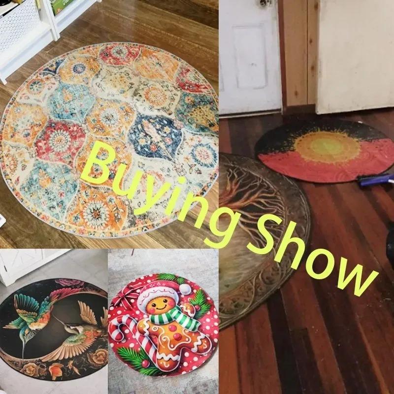 Circular Carpet Bedroom Bedside Blanket Children's Room Cute Cartoon Floor Mat Living Room Sofa Coffee Table Anti Slip Carpet
