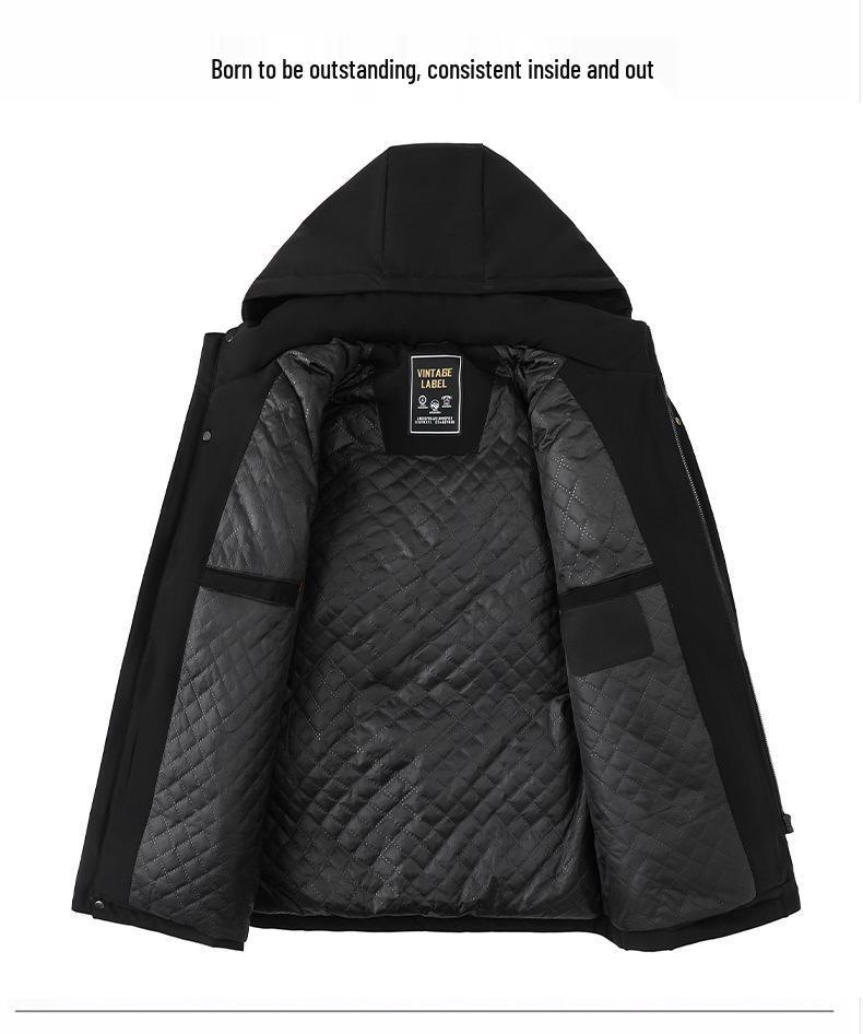 Men's Plus Size Winter Cotton Jacket 2025 - Oversized, Fat-Friendly, Warm, with Detachable Hood.