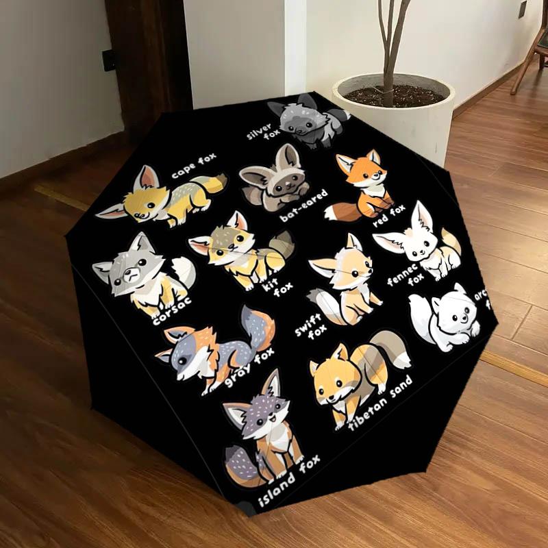 

Adorable Fox Species Collection Stickers Opening Folding Umbrella- Perfect for Fans, Travelers, Daily Use, and Festive Gifts!1125208a