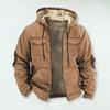 Herren Thermojacke mit Kapuze Kordelzug Langarm Einfarbig Jacke mit Taschen