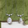 Aurora Colorful Baroque Round Baroque Fairy Necklace Natural Freshwater Pearl Pendant Clavicle Chain