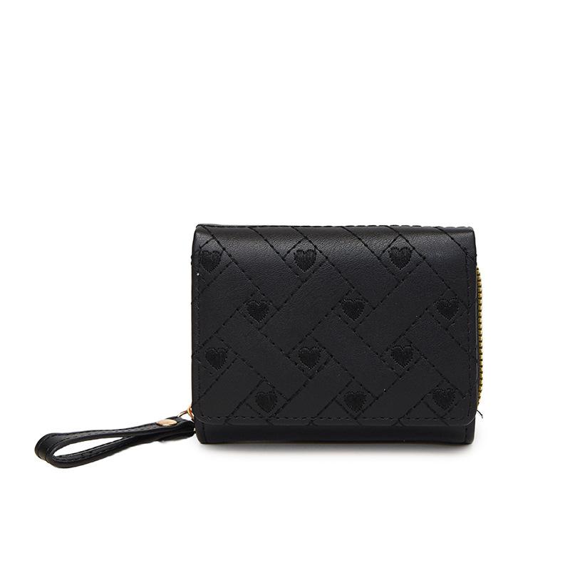 

Женский кошелек, короткий, модный, вышитый, сумка для мелочи, женская, скидка 30%, сумка для карт из искусственной кожи, сумка для карт из нескольких карт чёрный