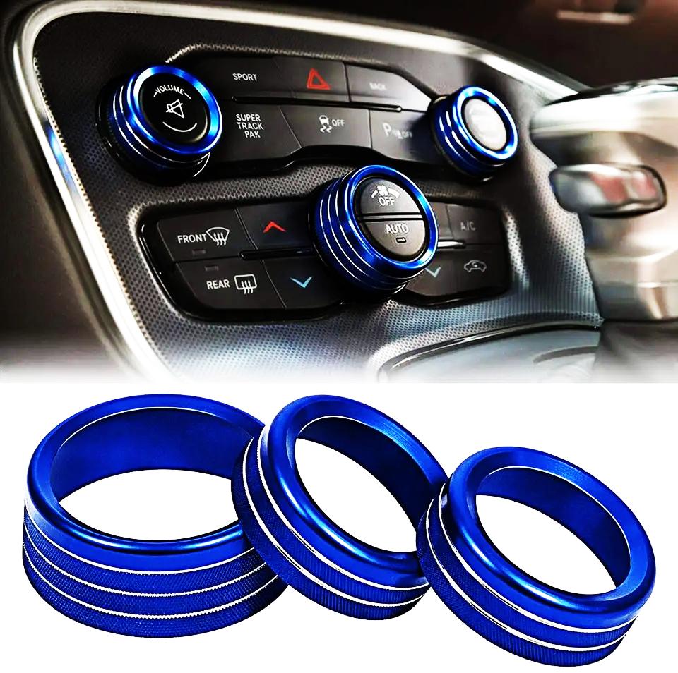 For Dodge Challenger RT SXT 2015-2019 2020 Radio Volume Knob Rings Cover Headlight Control Air Condition Switch Knob Accessories OO1
