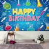 2D Flat Kids Science Party Backdrop "Happy Birthday" Lab Test Tube Background Cloth