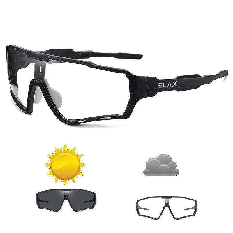

ELAX New Cycling Glasses Color-changing windproof outdoor sports glasses Single Bicycle Goggles AP12