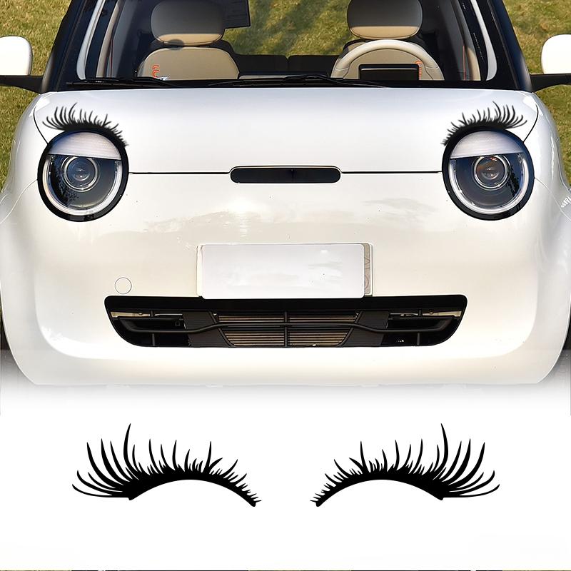 1 Pair 3D Charming Eyelashes Car Sticker Fake Eye Lash Car Headlight Funny Waterproof Decals Door Window Vinyl