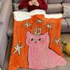 Pink Cat With A Crown Flannel Blanket Warm Soft Halloween Christmas Couch Warm Cozy Decorative Decor Gift For All Season