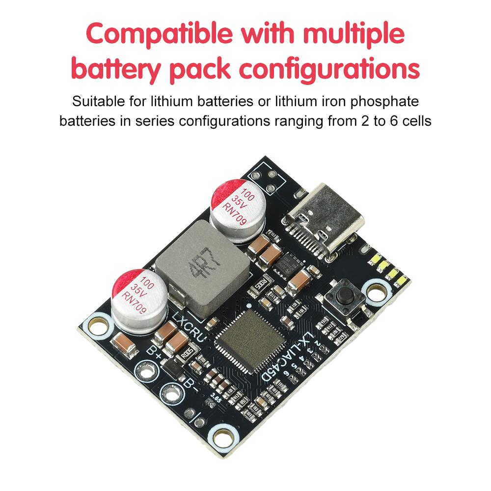 2-6S PD 45W Fast Charging Mobile Power Module DIY Power Bank Mainboard Supports Lithium-Ion and Lithium Iron Phosphate Battery