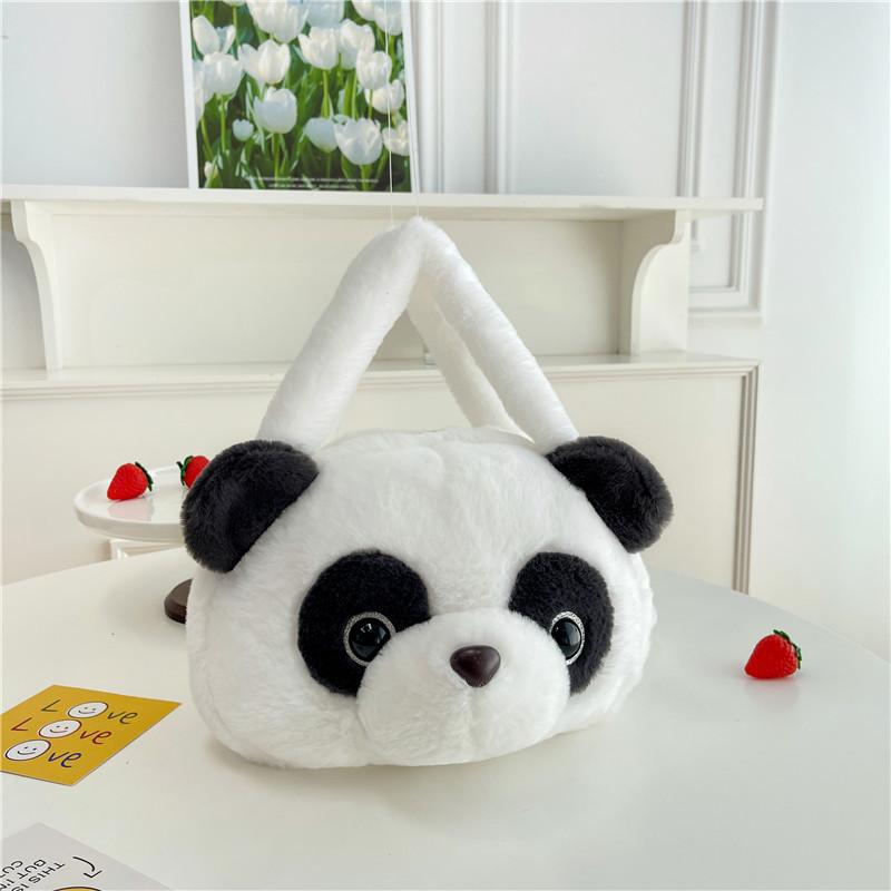 Fashion Plush Cartoon Bag Large Capacity Cute Berry Bear Pineapple Pupp Squirrel Shoulder Bag Tote Bag Panda