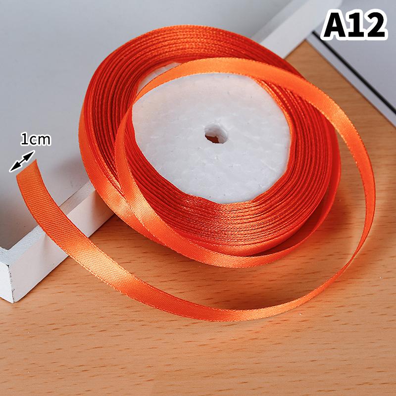 1Cm (25 Yards/Roll) Satin Flat Ribbon Roll Gift Flower Bouquet Packaging Wedding Birthday Ribbon Making Diy