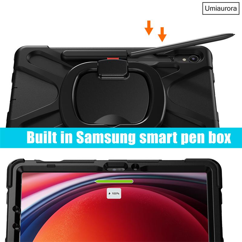 For Samsung Tab S10 FE 10.9 S7 S8 Plus S9 Ultra SM-X920 X820 X520 Heavy Duty Rugged Tablet Case Pull Ring Stand Shockproof Funda