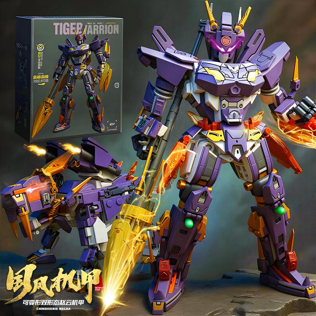 2 en 1 Guerrier Mecha Robot Transformable Blocs de Construction Super Héros Tigre Animal Briques Enfants DIY Jouet d'Assemblage Cadeau de Noël