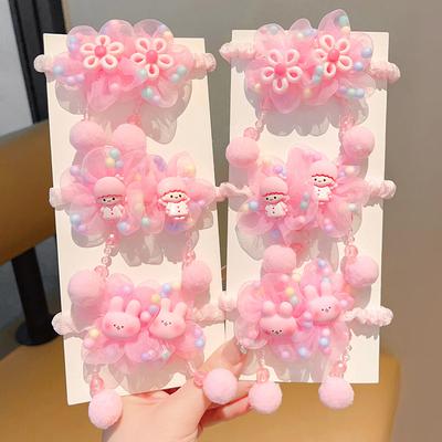 2 Pezzi Elastici per Capelli con Fiori Rosa Dolci Nappe Floreali Fascia per Capelli Bambine Principessa Corde per Capelli Elastico in Gomma per Bambini
