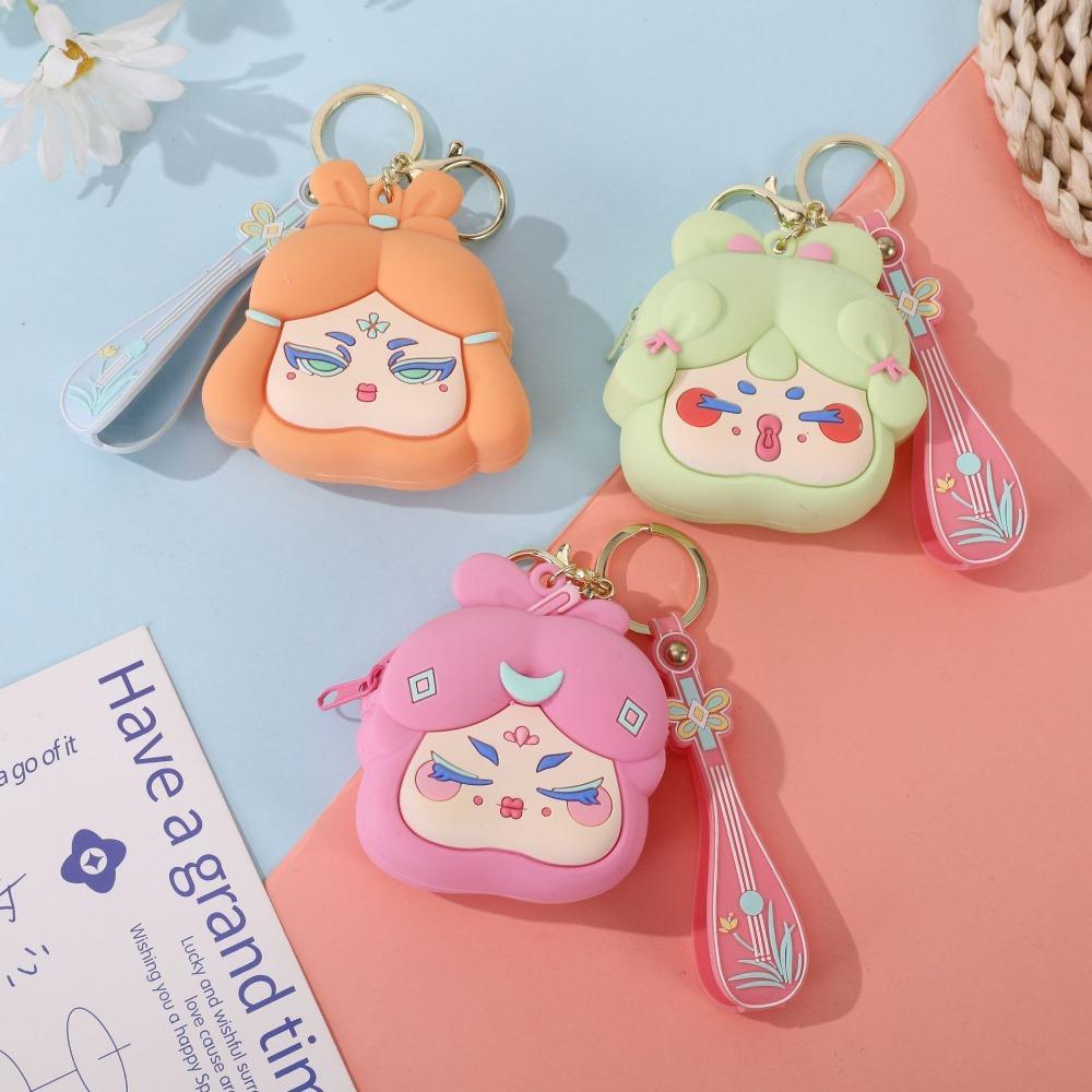 Chinese Style Hanfu Girls Coin Purse Wallet Zipper Silicone Earphone Bag  Children