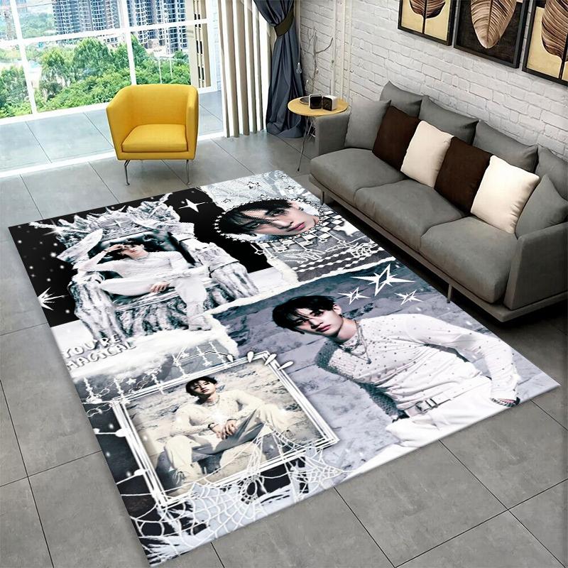 Fashion Kpop Bang Chan Stray Kids Non-Slip Area Rug for Living Room,Bedroom,Playroom,Soft Carpet Floor Mat Home Decor Rug Gift