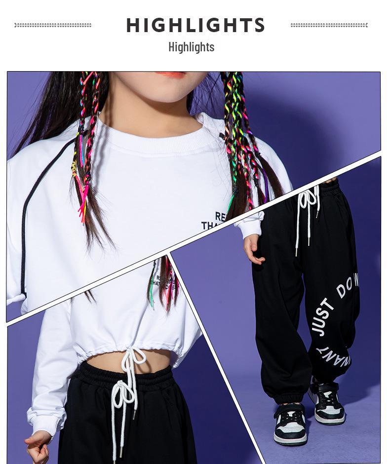 Kids' Hip Hop Dance Outfits: Boys & Girls Spring/Autumn Performance Wear with Crop Tops and Sweatpants