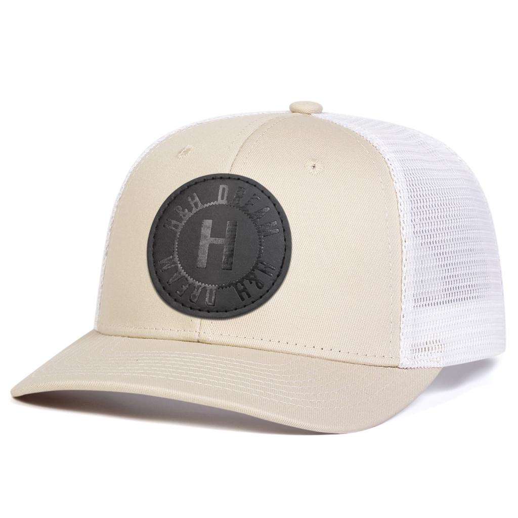 Men H Black Leather Patch Baseball Mesh Cap Hat Micro Curved Cap Outdoor Adjustable Sunscreen Leisure Hat Spring Autumn Travel Tourism Beach Vacation