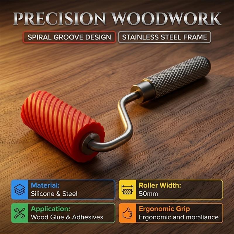 Compact Mini Glue Roller with Spiral Groove for Uniform Application,Feature a Non-Slip Knurled Handle,Perfect for Wood Veneering