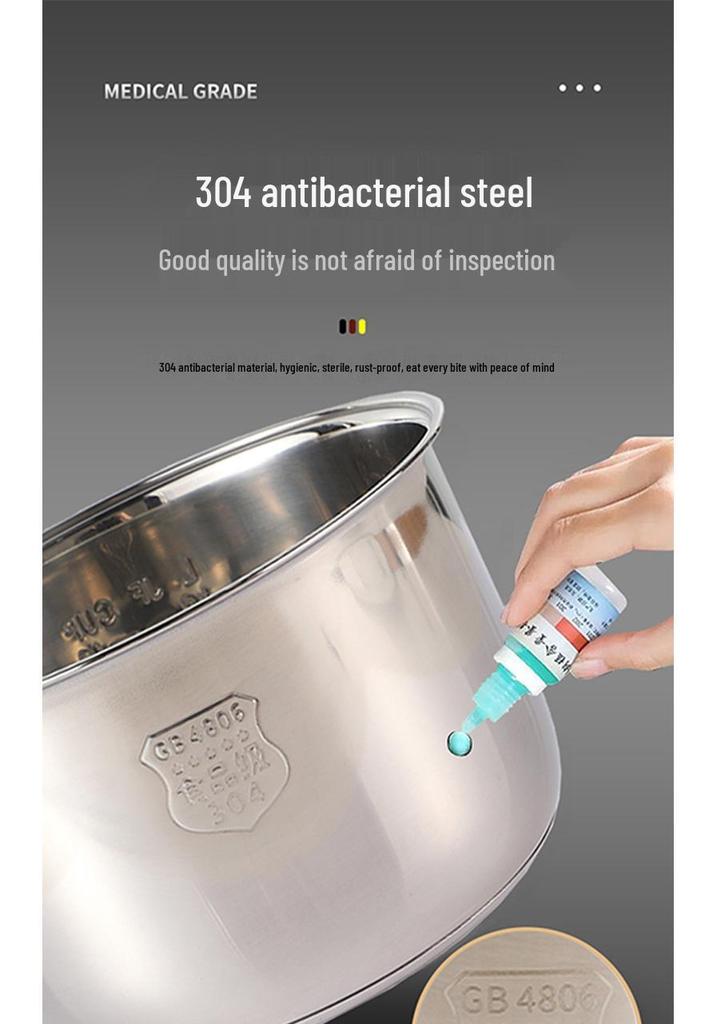 Pentola interna per cuociriso in acciaio inossidabile 304 per uso alimentare (2L/3L/4L/5L) - Addensato e Senza Rivestimento