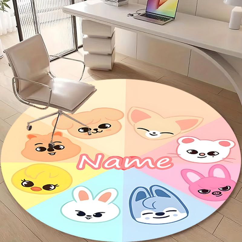 Personalized K-Kpop Team Round Chair Office Rug - Perfect for Mat, Office Chair & More - Ideal Gift for Birthdays and Holidays