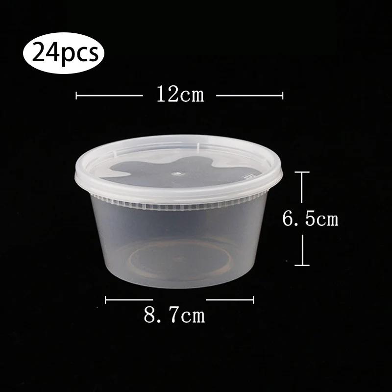 

24 шт. Пластиковые контейнеры для заморозки деликатесных продуктов с герметичными крышками, одноразовые прозрачные банки Togo, миски для приготовления салатов, супов и блюд
