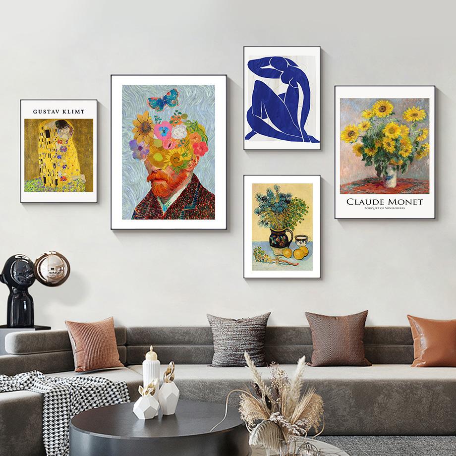 Henri Matisse Gustav Klimt Van Gogh kwiatowy Retro plakaty i druki obraz ścienny na płótnie do salonu dekoracyjne zdjęcia