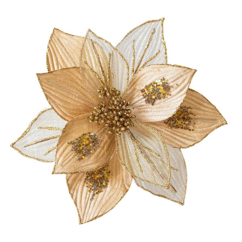 Holiday Decorations 25cm Glitter Sequins Cloth Flowers for Christmas Trees Wreaths Garland Projects and Festive Displays