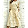 Women's Crew Neck Long Sleeve Loose Fit A-Line Midi Dress Casual 3D Floral Print