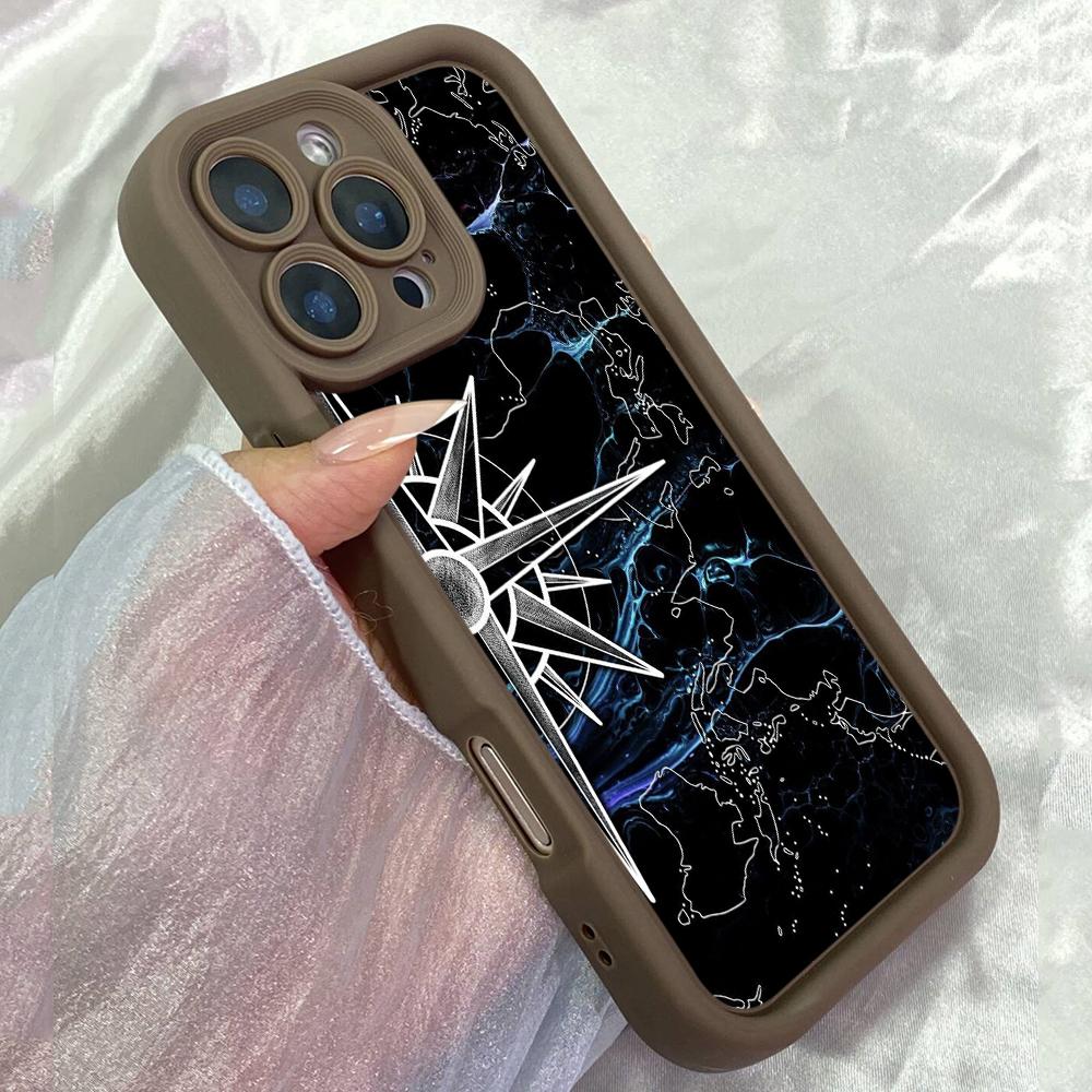 JT193 Compass Navigator for iPhone 17 16 15 14 Pro Max Samsung S26 S25 Ultra A17 A16 A07 A56 A06 A55 Xiaomi 15T Redmi 15c 14C Soft TPU Case