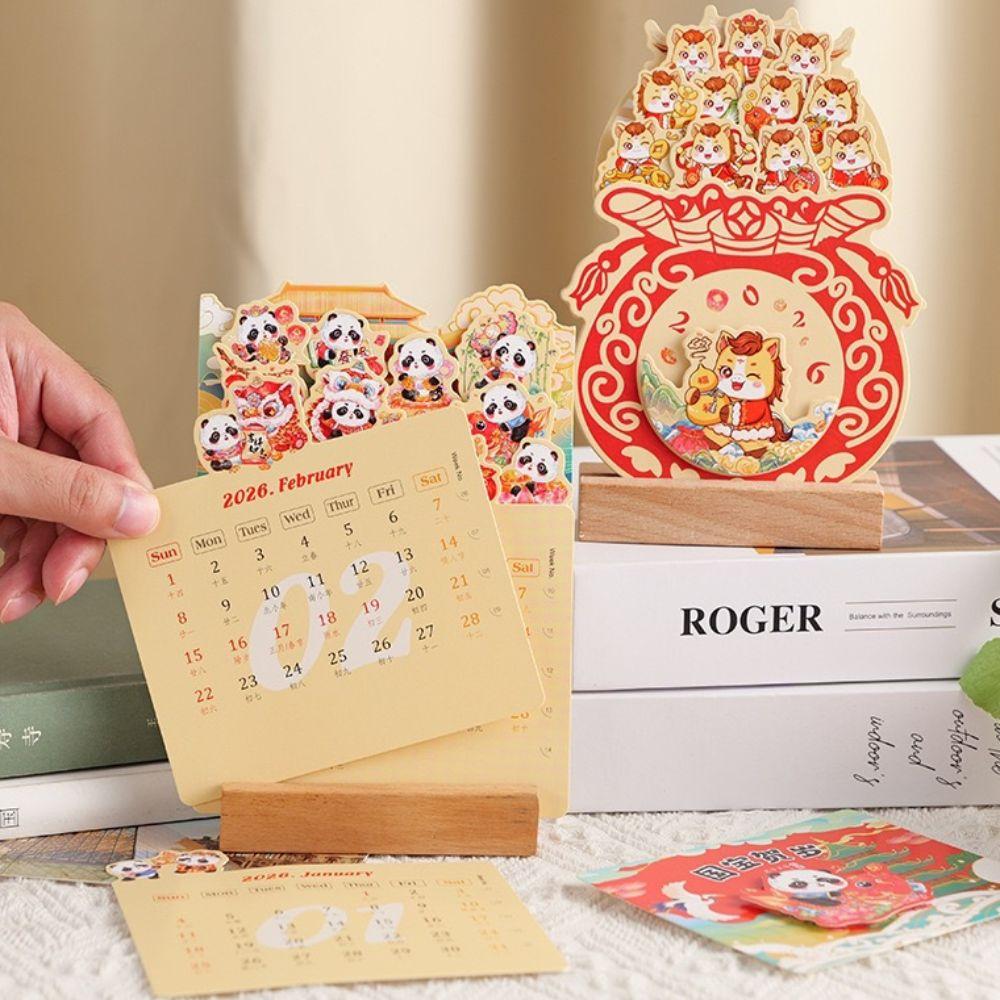 DIY Desk Calendar Wooden Base Monthly Planner New 2026 Desktop Calendar  New Year