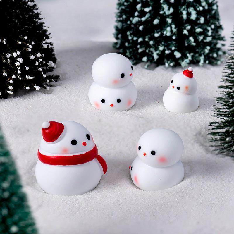Cartoon Cute Christmas Snowman Figure Micro Landscape Snow Crystal Ball Diy Decorative Accessories Desktop Widgets