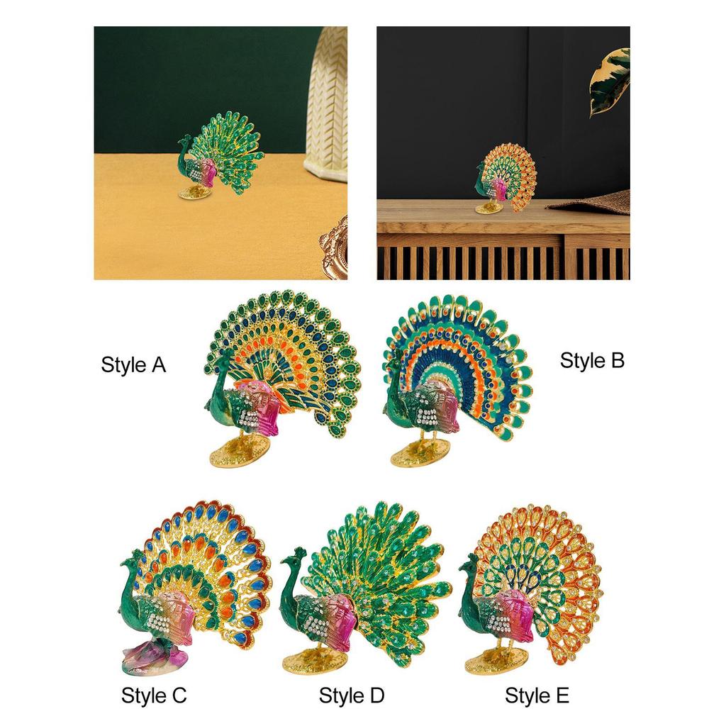 Peacock Statue Collection Crafts Housewarming Gift Modern Display Ornament for Office Living Room Farmhouse Desk Decoration