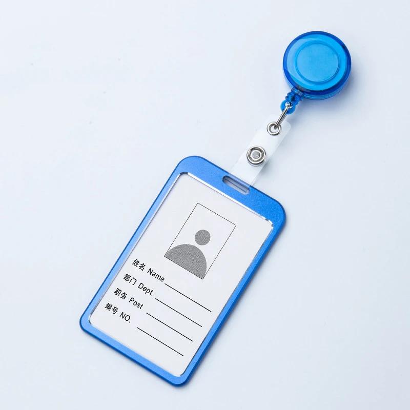 1pc Retractable Pull Badge Holders With Reel Clip Bus Credit Card Case Visit Door Identity Badge Cards Cover Credential Holder